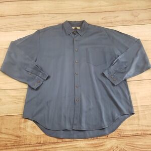 Tommy Bahama Shirt Mens Extra Large Blue Outdoors Camp‎ Silk Long Sleeve Adult